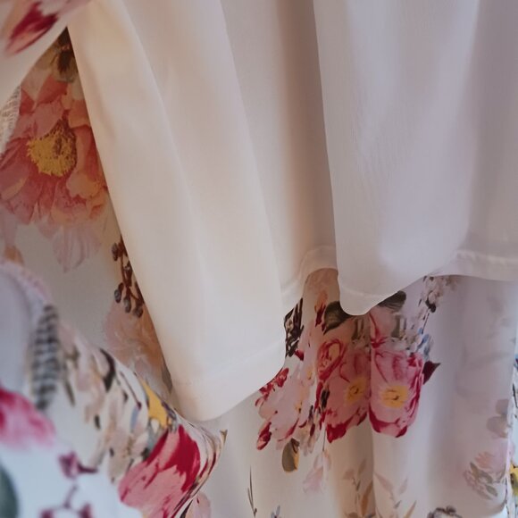 ROMANTIC High Low Peach Flowers Sleeveless Lined Dress Sz XS - Picture 4 of 6